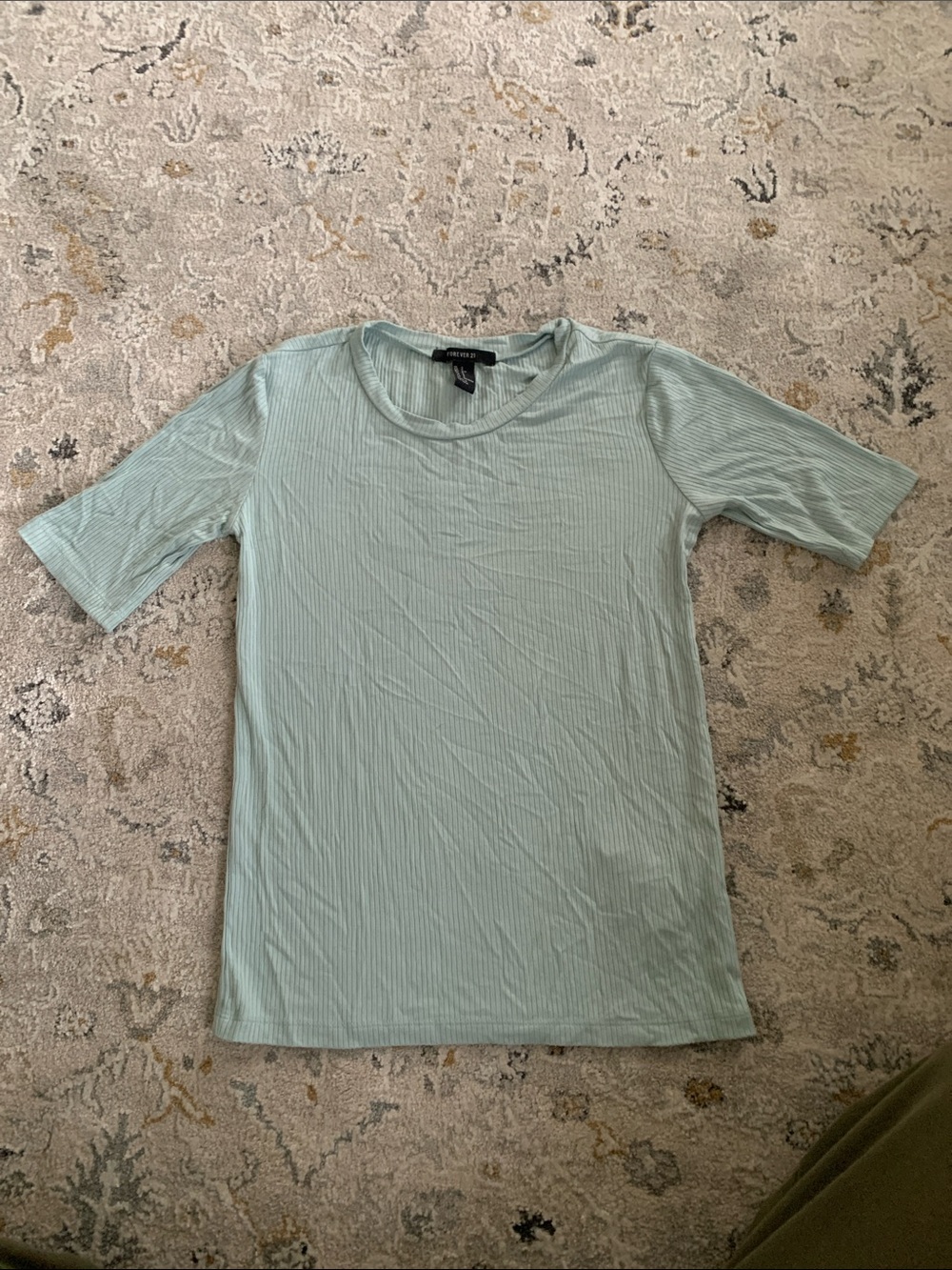 Forever 21 Sage Green Ribbed Short Sleeve Tee